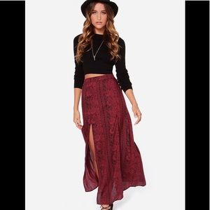 Billabong Never Look Back Wine Red Maxi Skirt